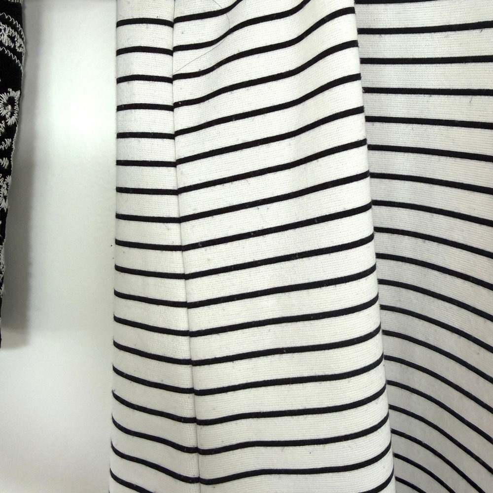 John Mark Womens Small Black White Striped Bell Sleeve Embroidered Medallion Top - Picture 8 of 10